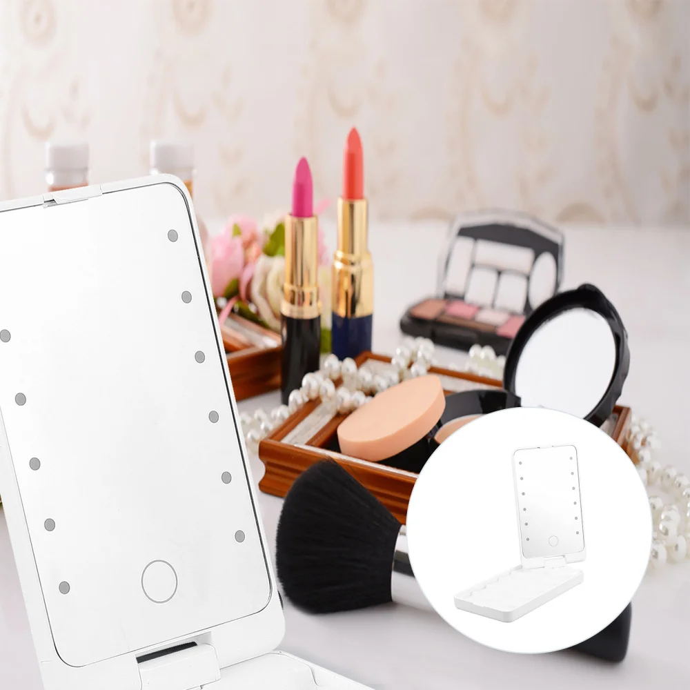 

False Eyelash Case Organizer Lashes Storage Box with Makeup Mirror and LED Light