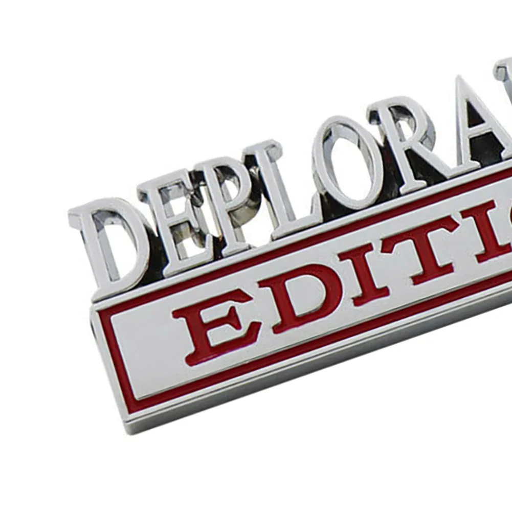 

DEPLORABLE EDITION Emblem Decal Sticker Fender Red & Silver Universal 1pc