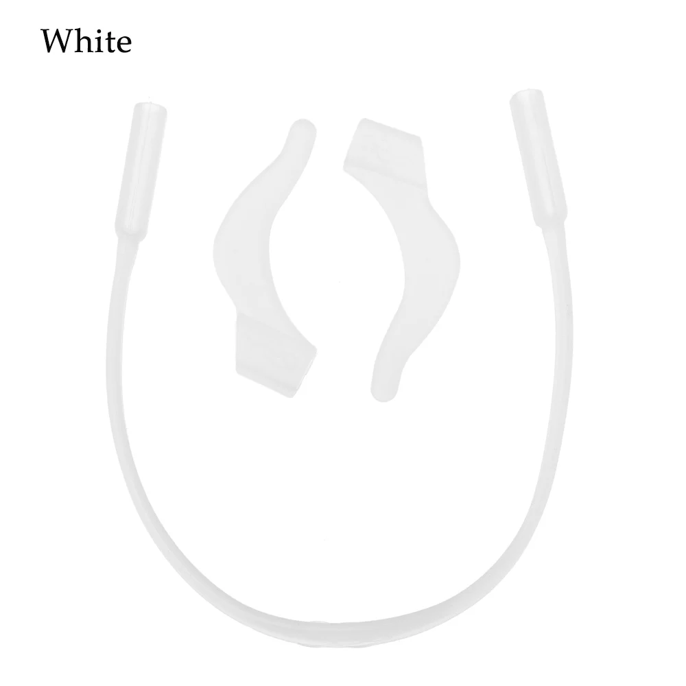 white 1 комплект, детские силиконовые очки, ремешок, ушные крючки, шнурок для очков, очки на веревке, держатель, спортивные очки, аксессуары, новинка - Цвет: white