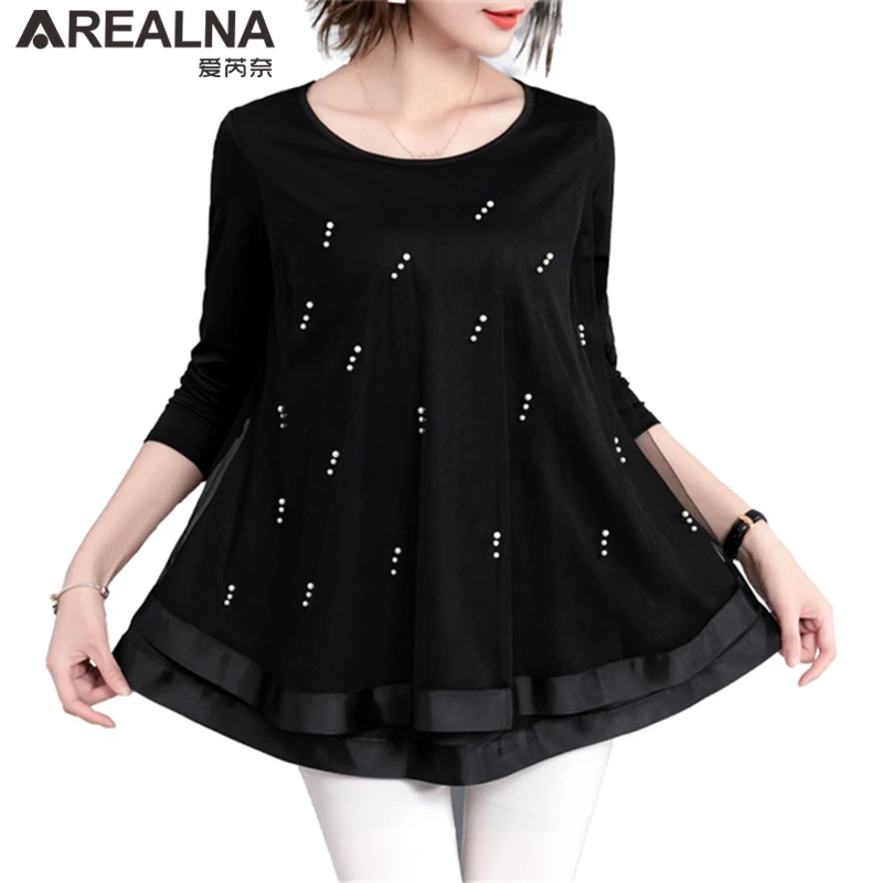 Женские топы и блузки 2019 осенняя шифоновая блузка с цветочной вышивкой кружевом