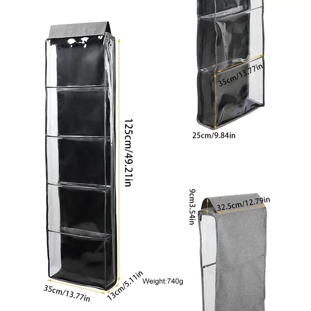 

Yarn Storage Organizer With 5 Compartments Hanging Wall Yarn Bag Hanging Storage Bag Non-woven Fabric