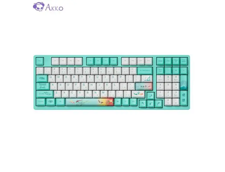 

AKKO 3098 V2 Monet Pond Matcha, 98 клавиш, синий, оранжевый, розовый, Gateron, переключатель, игровой ПК