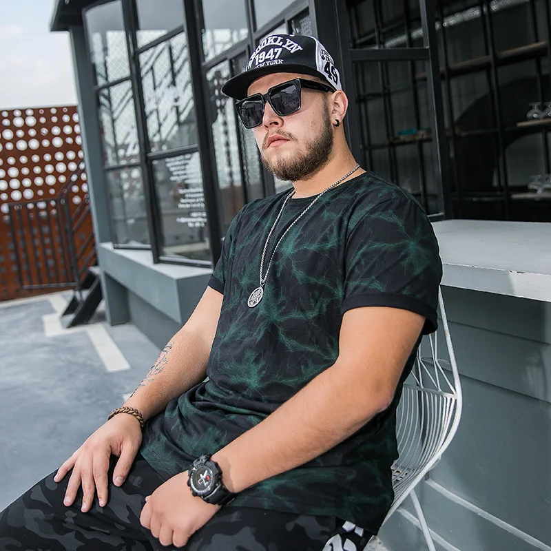 

New 2021 Camouflage Print Oversized T Shirt Men Loose T-shirt Fat man Tops Crew Neck Casual Tee Shirt Clothes