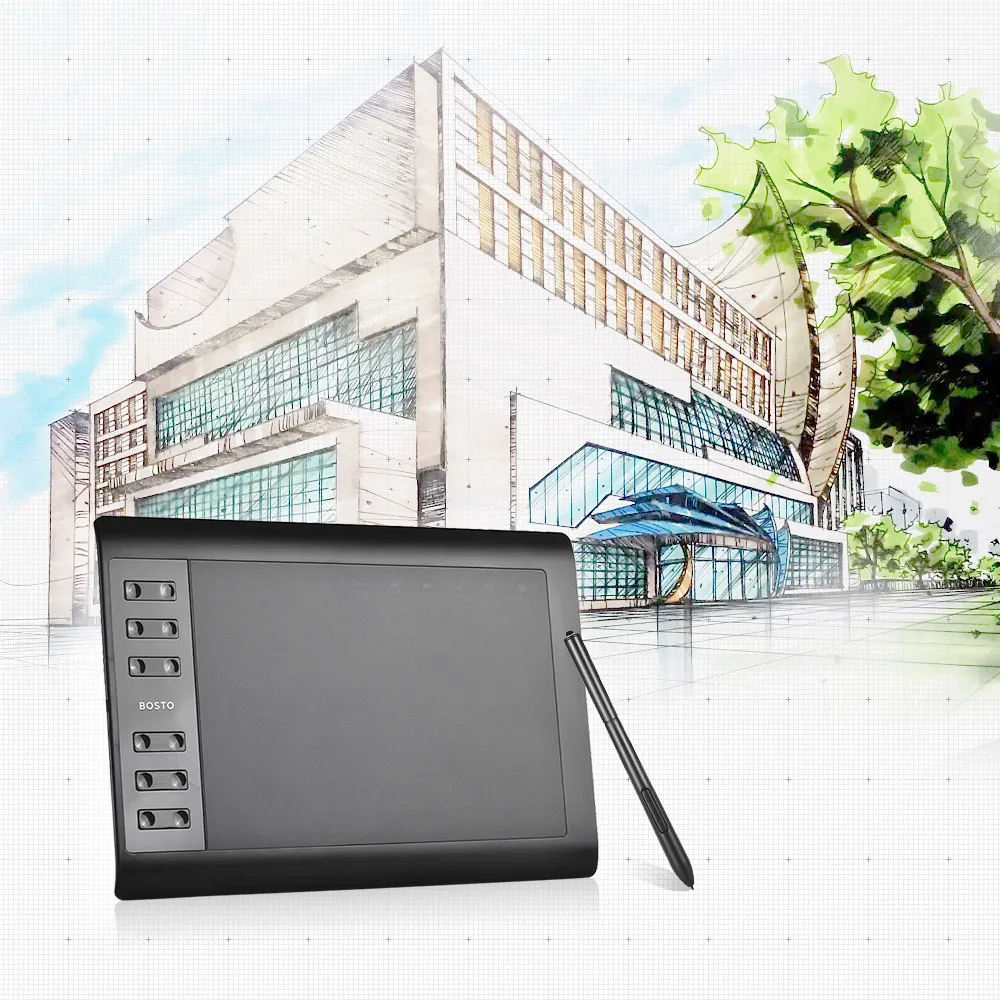 

Bosto 1060 Plus Digital Graphic Drawing Painting Animation Tablet Pad 10'' * 6'' Working Area 8192 Level Pressure Sensitivity