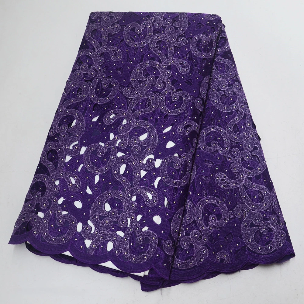 Фиолетовый высокого качества органза с кружевом в африканском стиле ткань