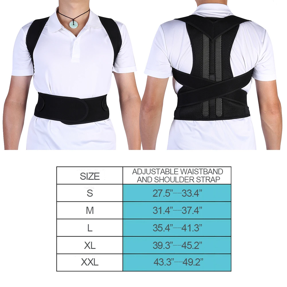 

Adjustable Posture Corrector Back Support Strap Shoulder Lumbar Waist Spine Brace Pain Relief Posture Orthopedic Belt