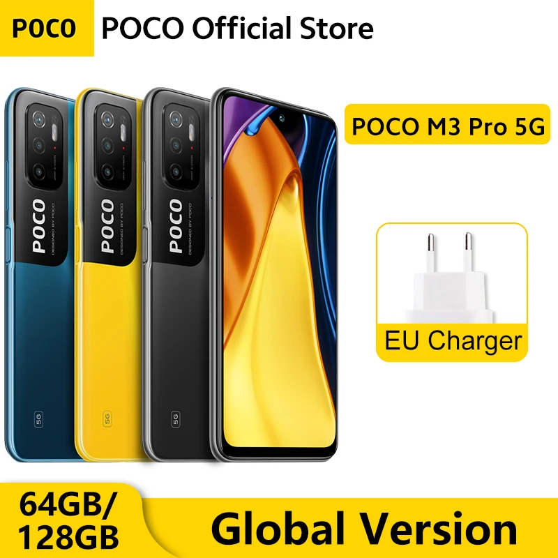 Смартфон в наличии POCO M3 Pro 64 ГБ/128 ГБ 700 дюймов NFC 90 Гц 6 5 дюйма FHD + сенсорный дисплей