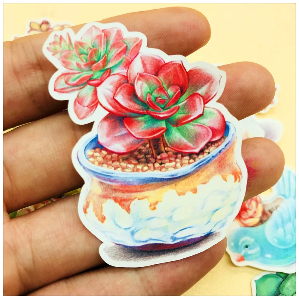 

27Pcs/Set Vintage Succulent Plants Cactus Sticker DIY Craft Scrapbooking Album Junk Journal Happy Planner Decorative Stickers