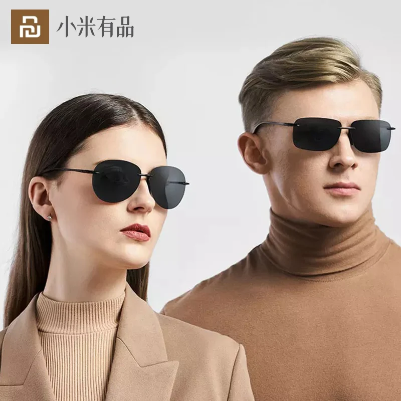 

Youpin Rimless Airy Sunglasses 99.9% Blocking UV Ultra-light Wear Women Men 2021 PC Lens Fashion Round Shape Girl Travel Glasses
