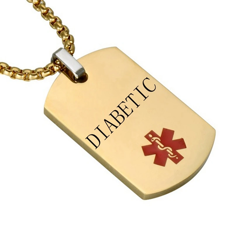 Высокое качество Медицинское оповещение Тип 2 диабет кулон ожерелье Золото