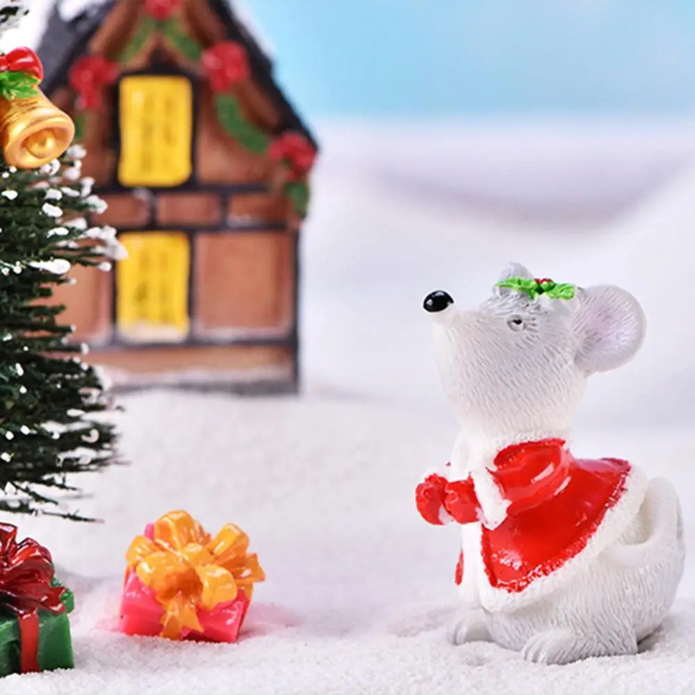 Милый Рождественский белый снег медведи мышь из зодиака крыса микро пейзаж мини