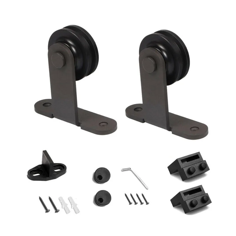 

Steel Sliding Barn Door Hardware Rollers 2Pcs Black Hanger Top Mounted Steel Sliding Door Hardware Roller 2 Pieces Black Hanger