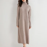 women dress longer 100 cashmere and wool knitted jumpers 2020 new fashion winter turtleneck dresses female mid calf pullovers