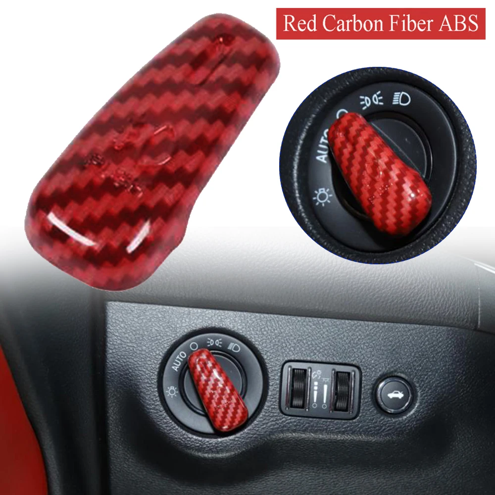 

1PCFOR CAR Red Carbon Fiber CAR Headlight Switch Control BUTTON Trim For Dodge Challenger 2015+ Charger2010+