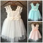 Новое поступление, платье принцессы для маленьких девочек AA, модные вечерние кружевные тюлевые Платья с цветочным принтом и жемчугом, платье с открытой спиной, модные платья для девочек