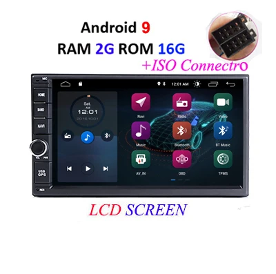 ISO 2G 16G LCD Ips DSP 4G 64G 2 din Android 9,0 автомобильный мультимедийный плеер видео gps навигация головное устройство в тире автомобильный ПК стерео радио без dvd obd2 FM - Цвет: ISO 2G 16G LCD