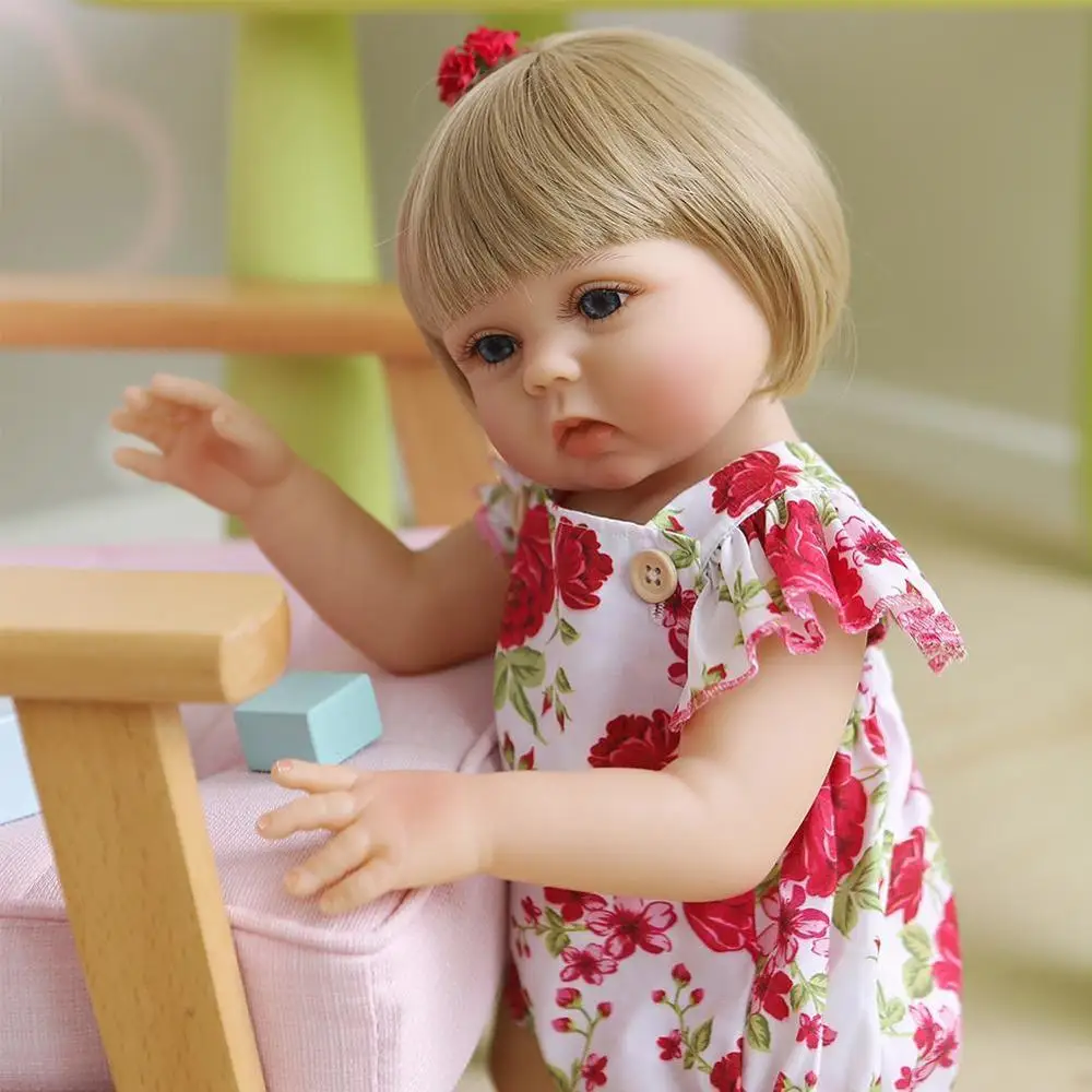 

NPK 48cm Handmade Doll Soft Skin Full Body Silicone Two Skin Colors Bath Toy Dwaterproof Water Rebirth Baby Girl