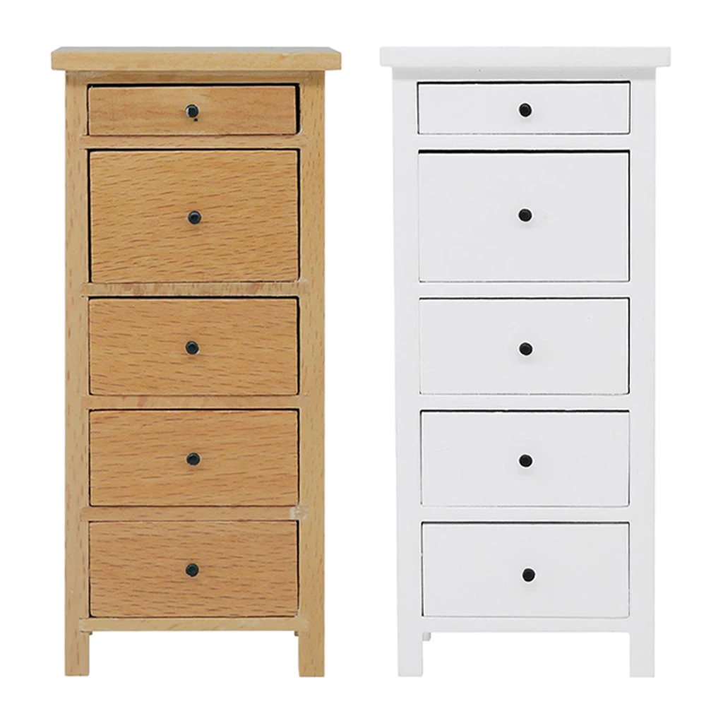 

1/10 Dollhouse Wood Storage Chest of Drawers Cabinet Model Miniature Display