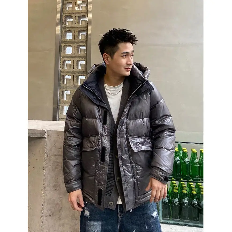 2021 Winter Men's New Solid Color Hooded Down Coats Male Casual Windproof Outwear Men Light Thin White Duck Down Jackets W839