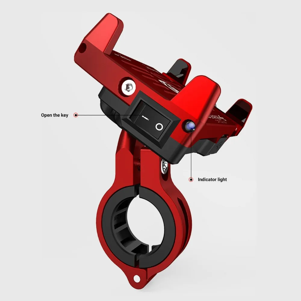 

Universal Motorbike Bracket Mounts Holders with USB Charger Aluminum Alloy for Phones Motorcycle Accessories