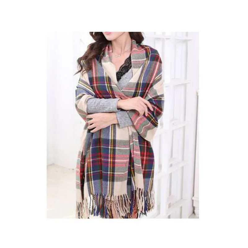 18 Fashion Women's Winter Stole Plaid Scarves ladies Cashmere Scarf long wool pashmina femme foulard female winter neck scarf - Цвет: 18