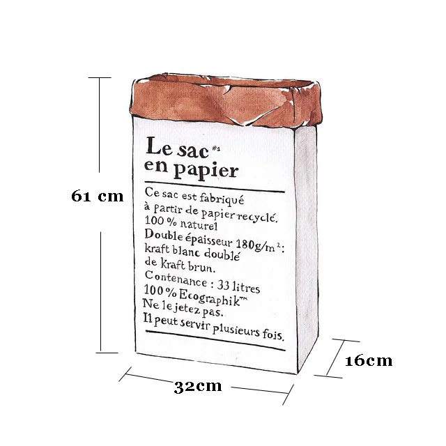 Ins весьма популярен Скандинавском стиле сумка для хранения из крафт-бумаги