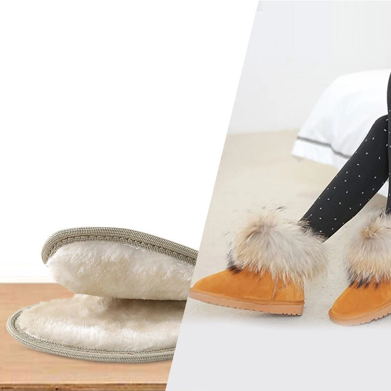 Winter Thick Warm Fur Plush Insole Bamboo Charcoal Anti-Odor Shoes Pad Warm Fluffy  Fleece Wool Replacement Insoles for Shoes