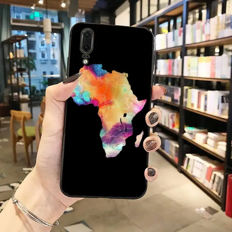 

Africa Map Geography Painted pattern Phone Case For Huawei honor Mate P 10 20 30 40 Pro 10i 9 10 20 8 x Lite