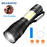 seasenxi mini led flashlight usb rechargeable super bright pen light zoomable 3 modes handheld torch for cycling hiking camping