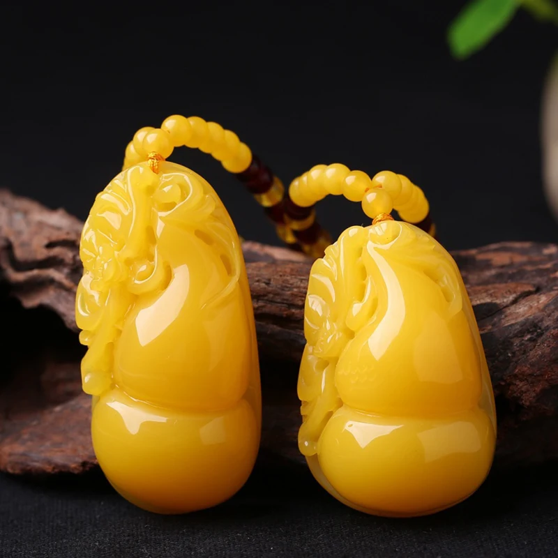 Ретро куриный масла Желтый Имитация мед воск цепочка на свитер длинная водяная