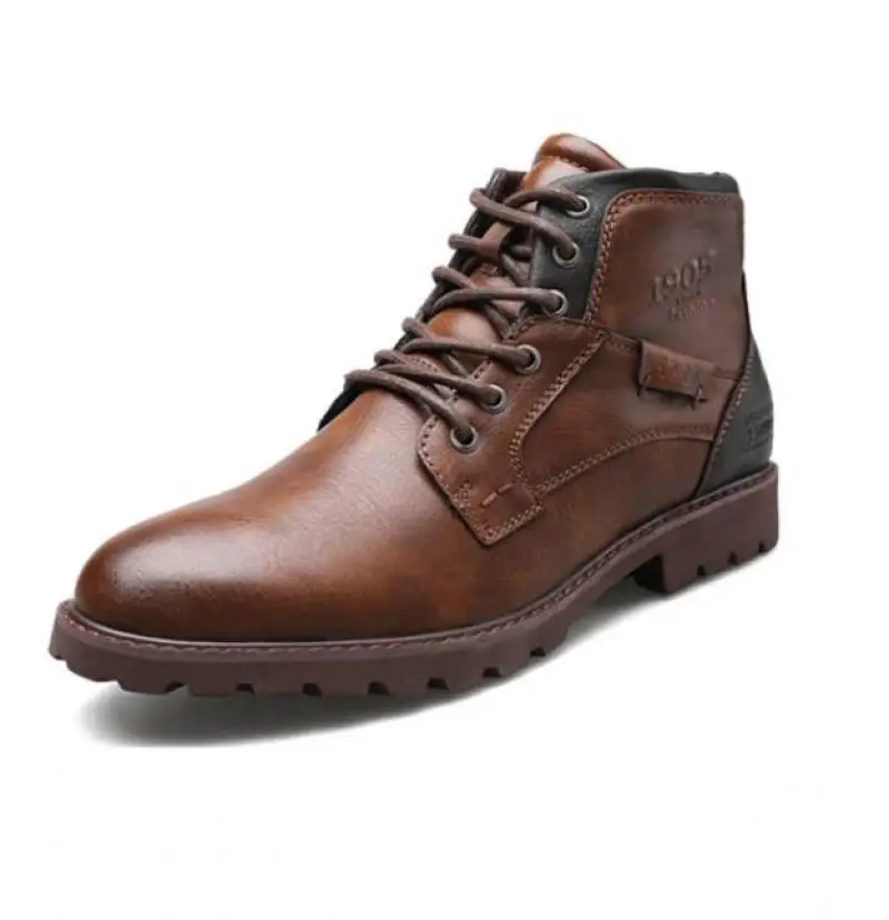 

2021 New Men Shoes Autumn Winter Boots round toe Retro Style Ankle Boots Lace Up Casual Boots Shoes Casual Men Boots