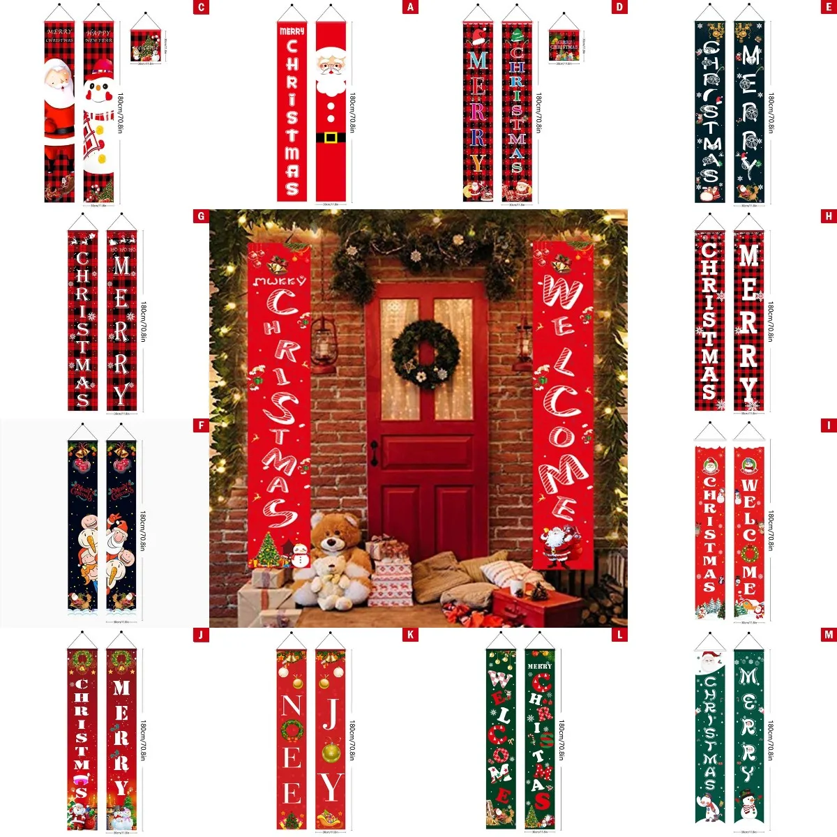 

1 Набор рождественских баннеров, рождественские украшения для дома, вечеринки, дома, двери, крыльца, подвесные флаги, знаки, декоративные при...