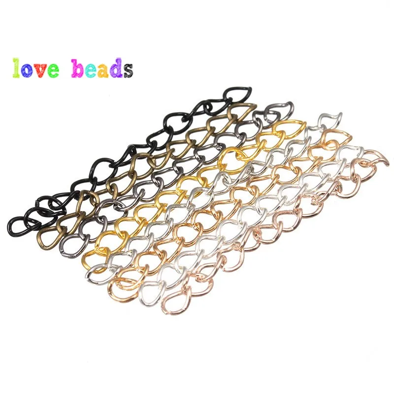 

100Pcs 50mm Necklace Extension Chain Bulk Bracelet Extended Chains Tail Extender for DIY Jewelry Making Findings 7 Color