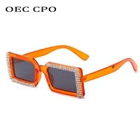 oec cpo small square diamond sunglasses women rhinestone sun glasses ladies fashion crystal eyewear uv400 gafas de sol o1189