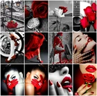 Картина из страз AZQSD с изображением женщины, черно-красные стразы, вышивка крестиком, домашний декор