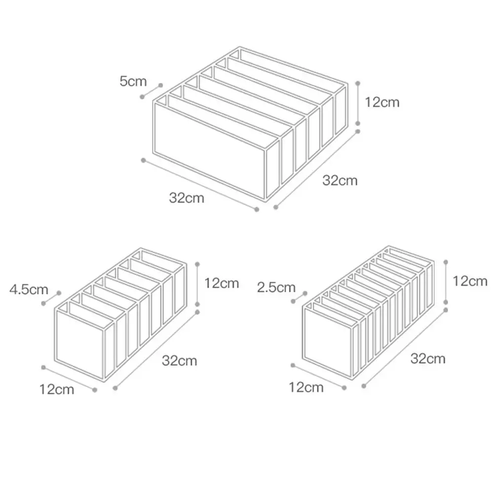 

3PCS Bra Storage Boxes Underwear Clothes Organizer Drawer Nylon Divider Closet Organizer For Folding Ties Socks Shorts Organizer