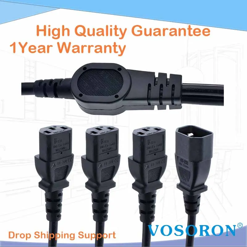 Высокое качество IEC 320 C14 штекер для 3XC13 Женский Y Тип сплиттер шнур питания, C14 до 3 x C13, 250 В/10A