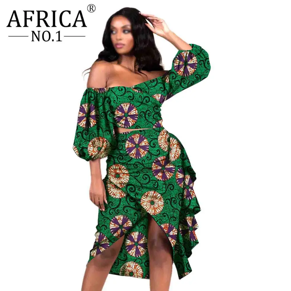 African Clothing for Women New fashion Dashiki Sexy Tops and Skrits 2 Pieces Set Party Outfits Ankara Attire Style Wear S1926034