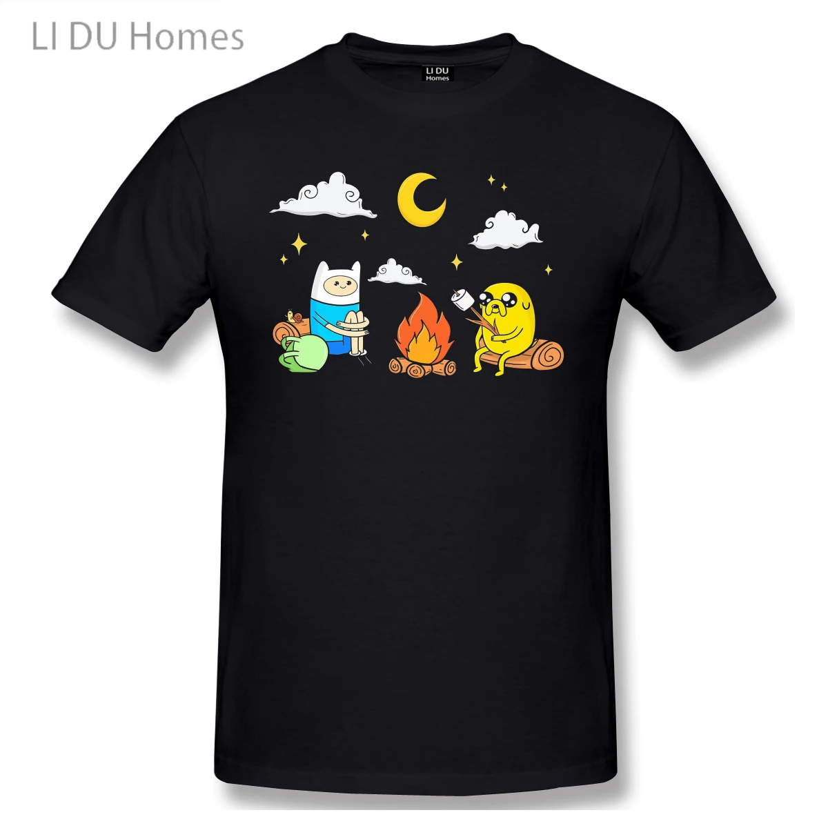 

LIDU Come A With Me Essential Homme T-Shirt Adventure Time Series Anime Manga Tees Pure Cotton Oversized Short Sleeve