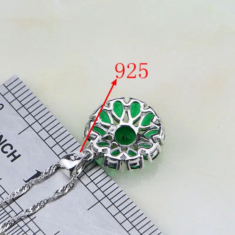 Женский комплект ювелирных изделий из серебра 925 пробы с зеленым Изумрудным