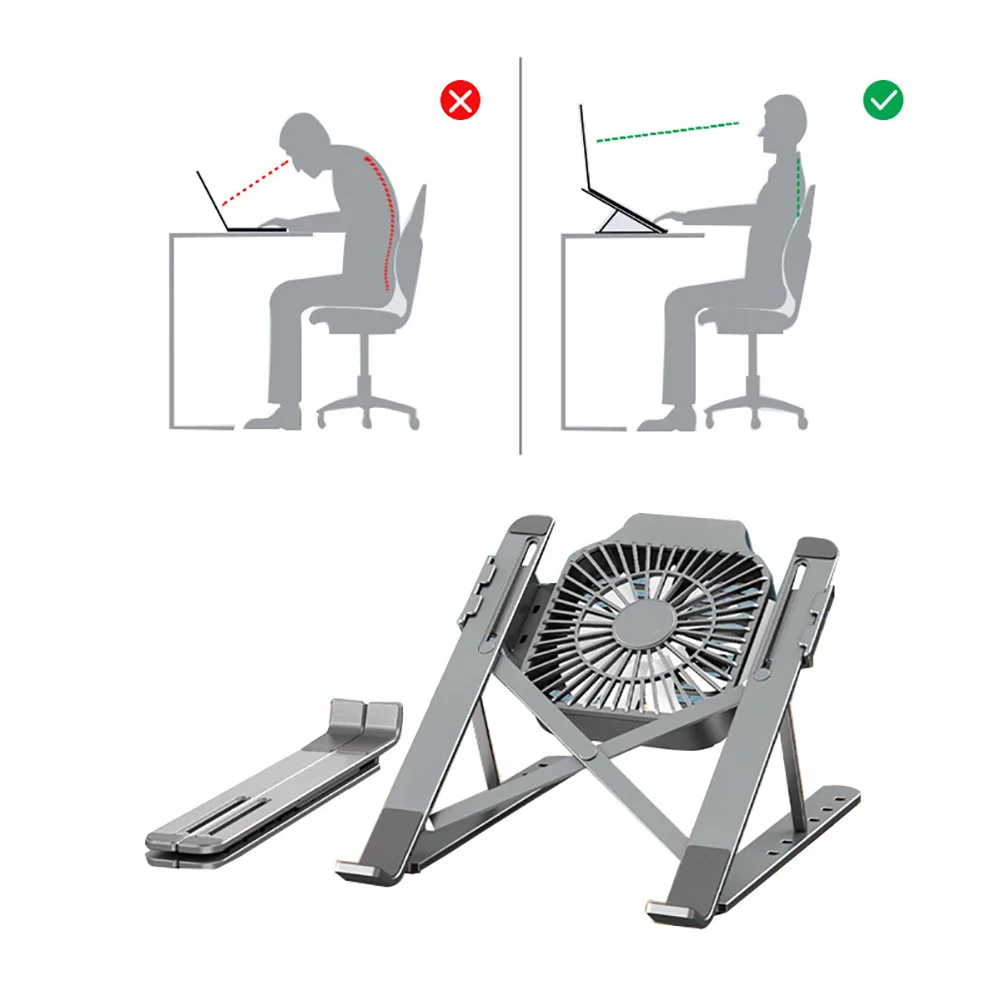 Складная подставка для планшета и ноутбука с охлаждающим вентилятором