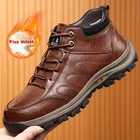 Мужские походные кроссовки, теплая Повседневная спортивная обувь с высоким верхом, нескользящая износостойкая резиновая Уличная обувь на шнуровке для бега