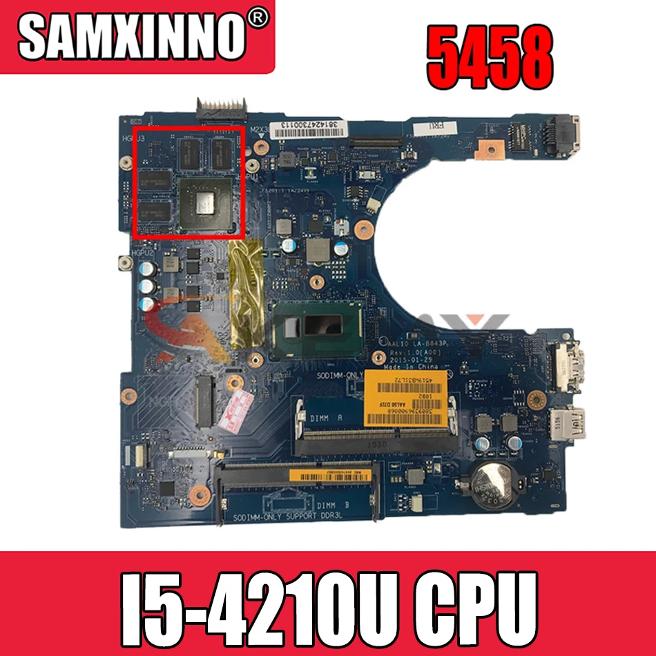 

CN-00MYD6 00MYD6 0MYD6 AAL10 LA-B843P laptop motherboard For dell inspiron 5458 5558 5758 SR1EF I5-4210U GeForce 920M Main board