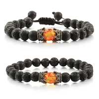 natural tiger eye black lava stone pave cz imperial crown copper beads braceletsbangles for men women charm jewelry pulseira