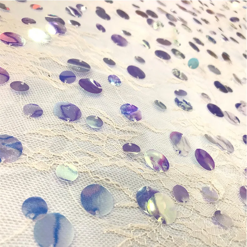 

Lace151 12＋18mm Beaded Sequin Fabric Embroidery Mesh Yarn Fabric Women's Dress Evening Dress Headscarf Bag Sequined Fabrics