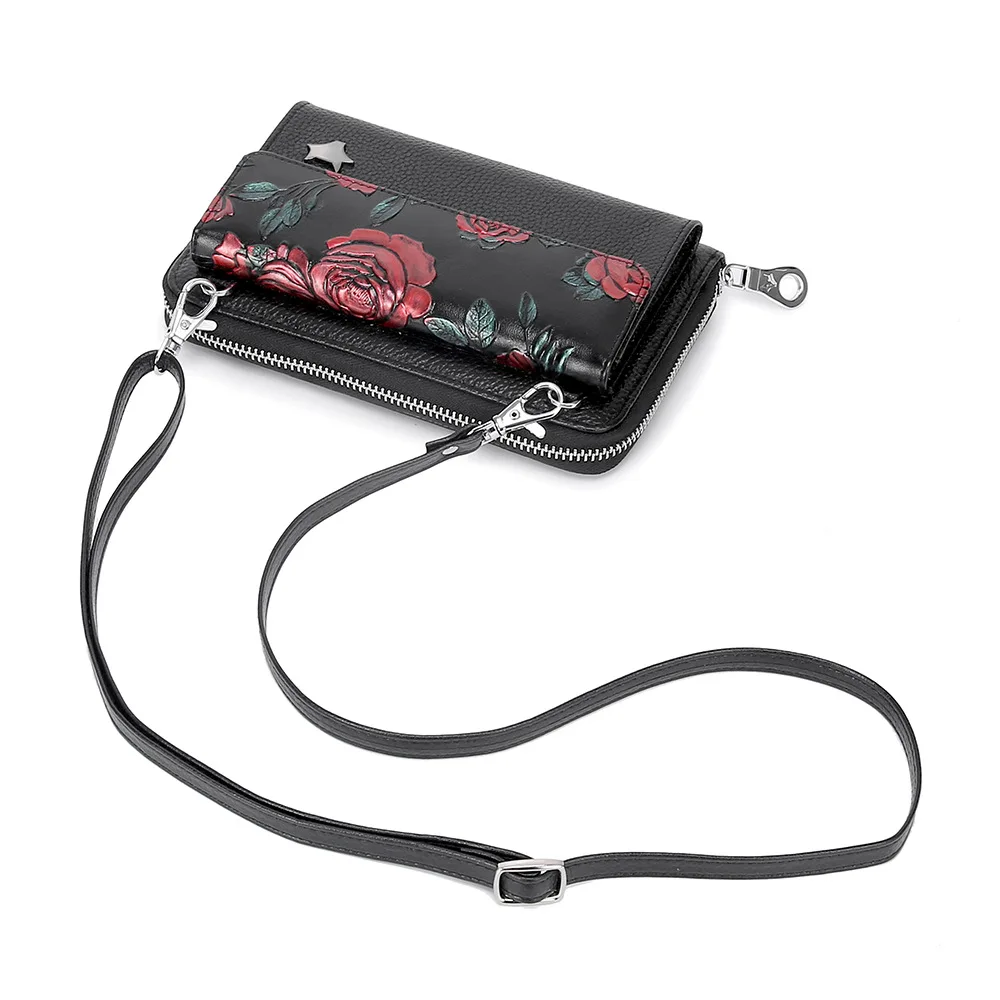 Женская сумка-мессенджер с тиснением в виде Розы маленьким клапаном через плечо |