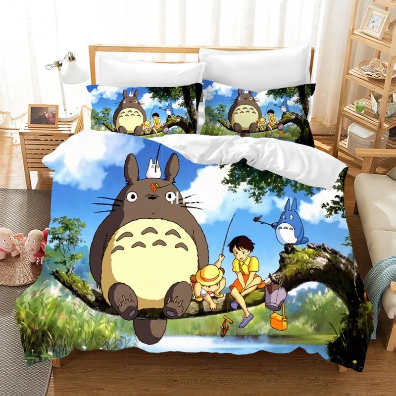 

Totoro Howl's Moving Castle 3D Printed Duvet Cover For Kids Baby Spirited Away Cute Pillowcase Comforter Bedding Queen King Size