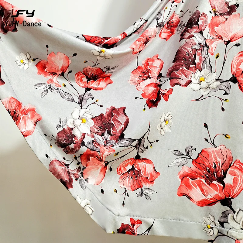 

woman printed ballroom dance dresses backless waltz dress Spanish dress for dancing Flamenco dress long dance clothing