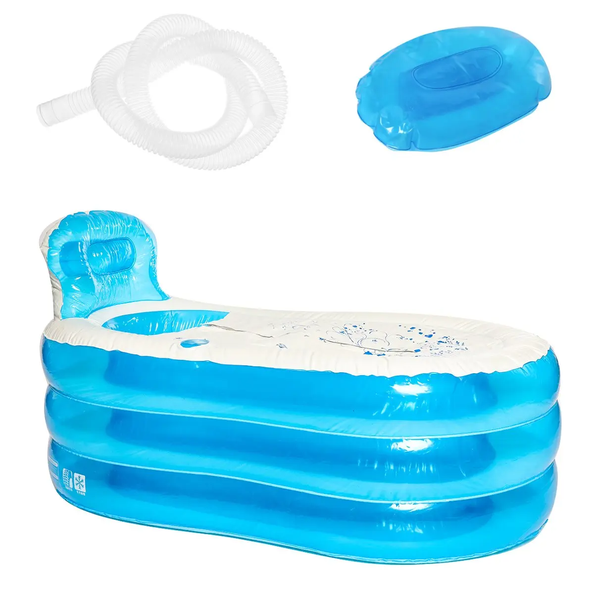 

Inflatable Bathtub Portable PVC Bath Tub Home Camping Travel Folding SPA Bath Tub With Cushion Pipe for Adults 140*75*70cm