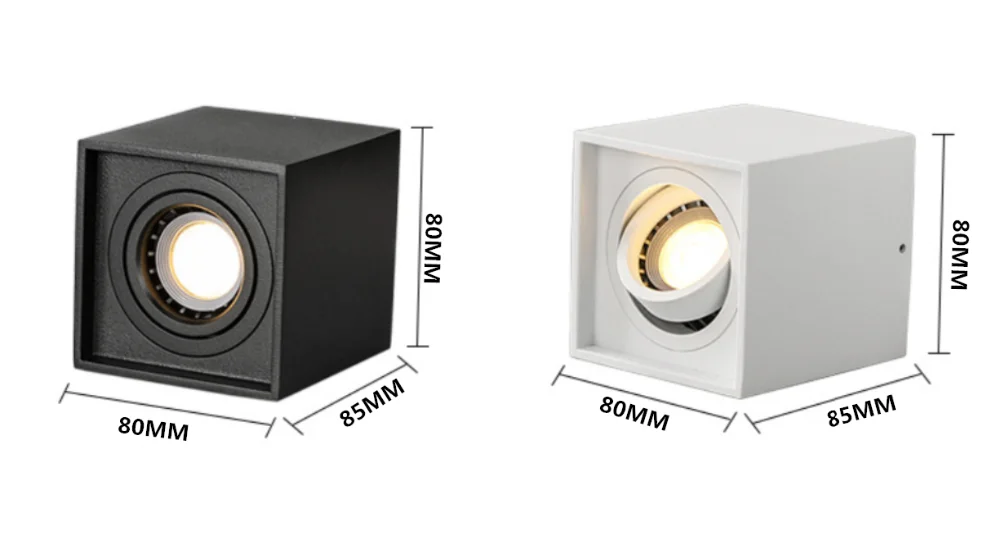 $13.79 1pcs Square Surface Mounted LED Downlight with Replaceable GU10 LED Bulb 7W 10W LED Ceiling Spot Light AC85V-265V Indoor